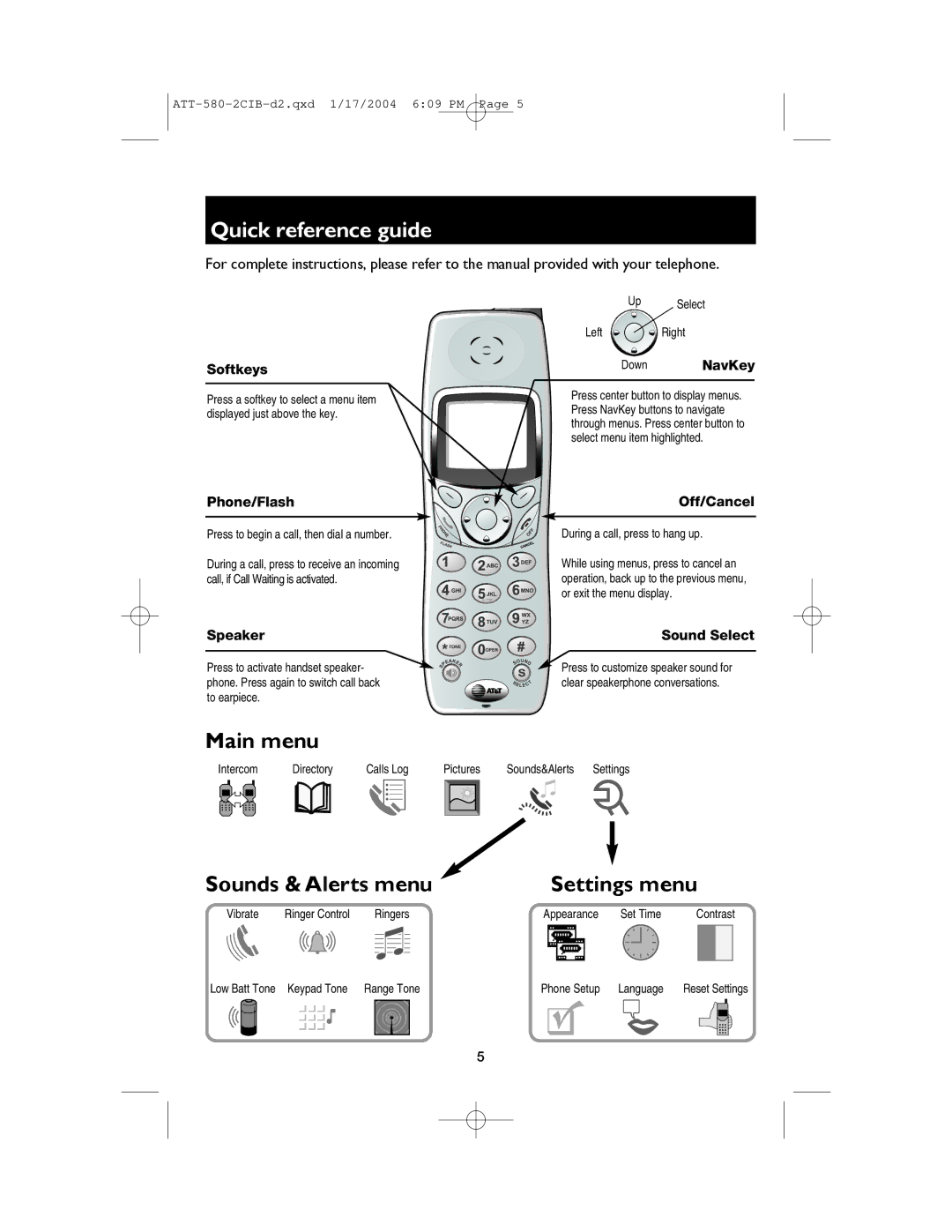 AT&T E580-2 user manual Quick reference guide, Phone/Flash 