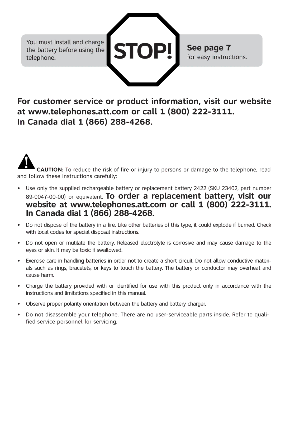 AT&T E5804 user manual Stop 