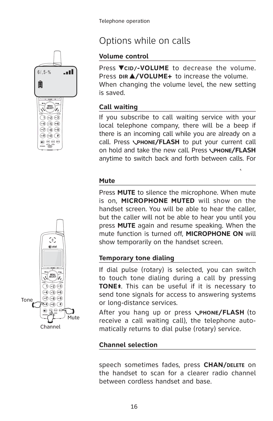 AT&T E5811 user manual Options while on calls 