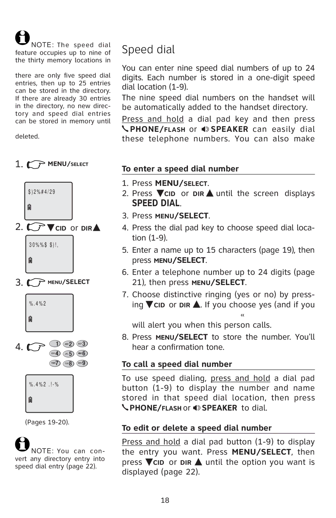 AT&T E5811 Speed dial, To enter a speed dial number, To call a speed dial number, To edit or delete a speed dial number 