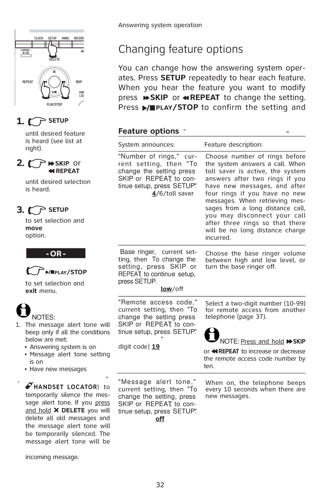 AT&T E5811 user manual Changing feature options, Feature options ƪƒ„“Š’‘ƒ’’‡Œ…‘“Œ‚ƒŠ‡Œƒ‚ƫ, Ž’‡Œ‘ƒ†‡…†Ƥlow/off 