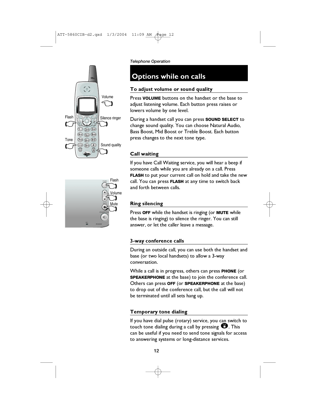 AT&T E5860 user manual Options while on calls 