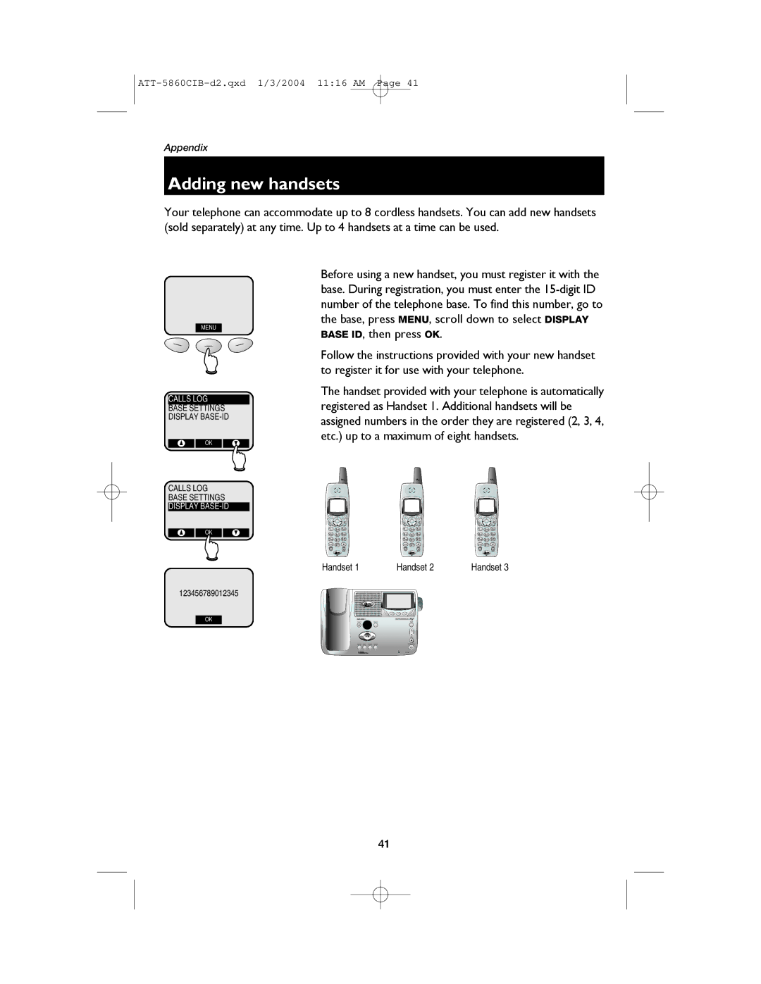 AT&T E5860 user manual Adding new handsets 