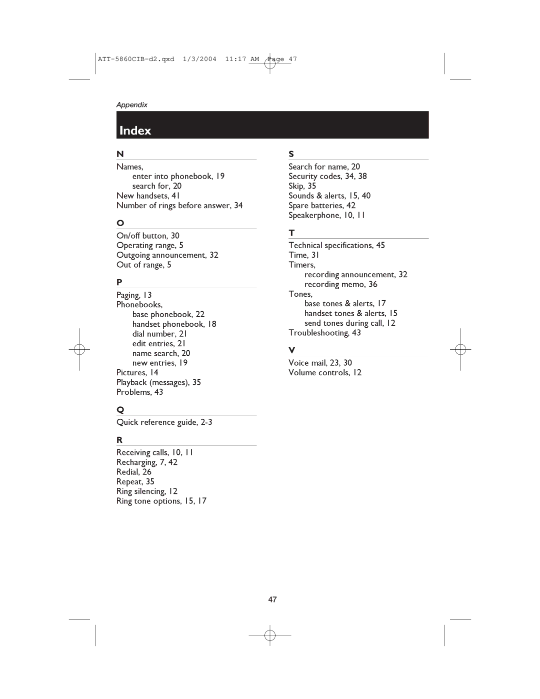 AT&T E5860 user manual Index 