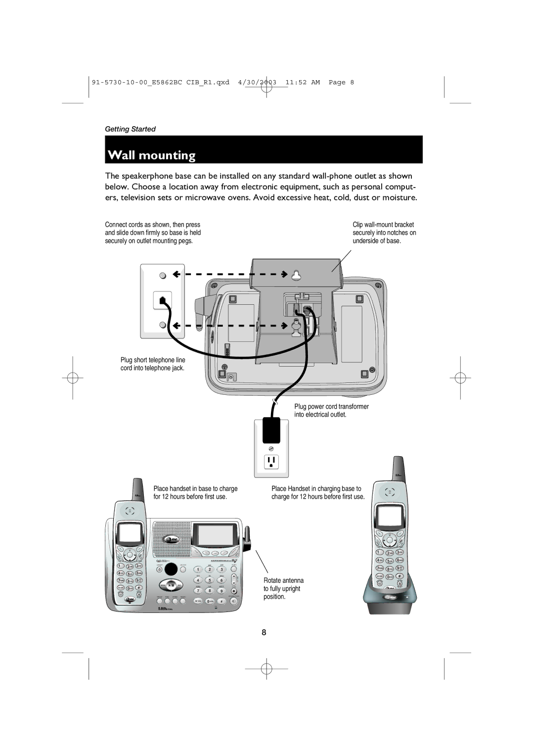 AT&T E5862BC user manual Wall mounting 