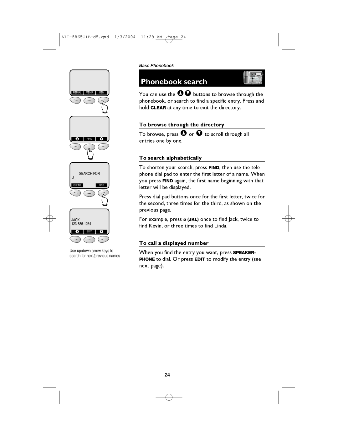 AT&T E5865 user manual Search for 