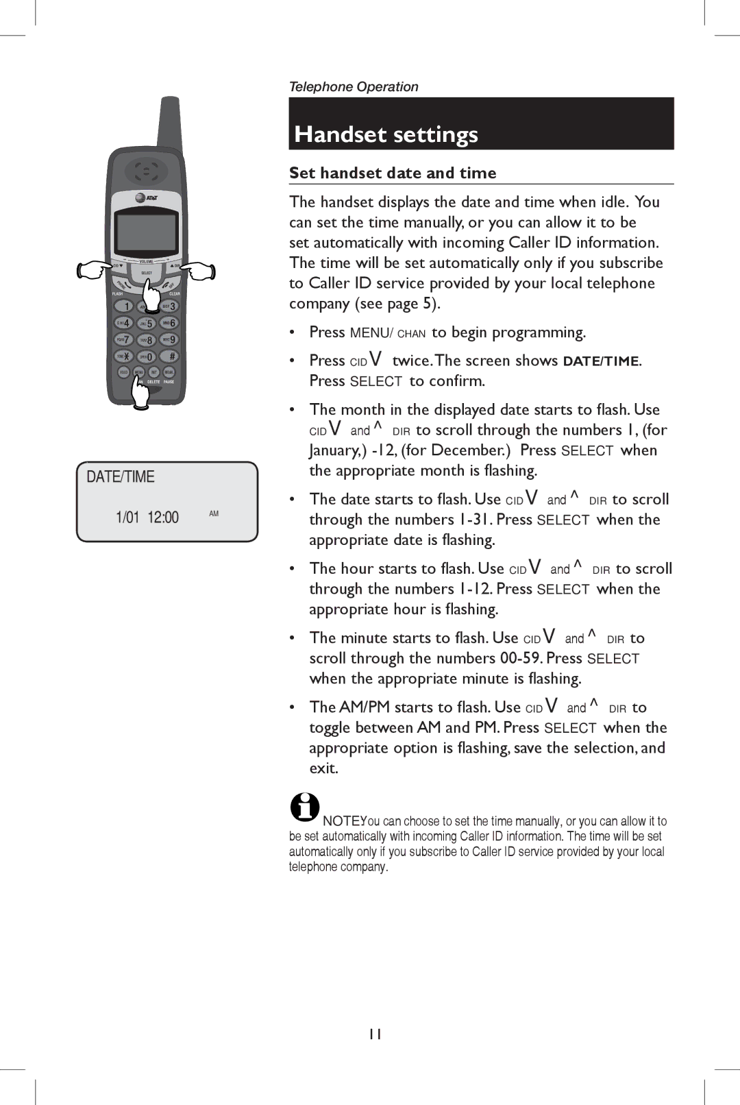 AT&T E5908 user manual Set handset date and time 