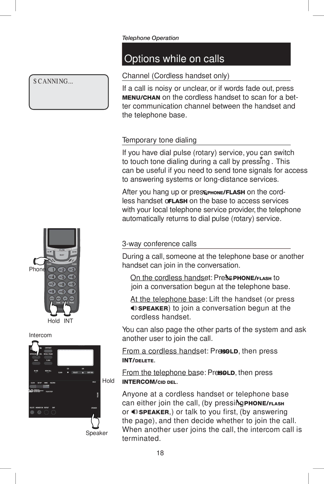 AT&T E5908 Channel Cordless handset only, Temporary tone dialing, Way conference calls, Phone Hold INT Intercom Speaker 