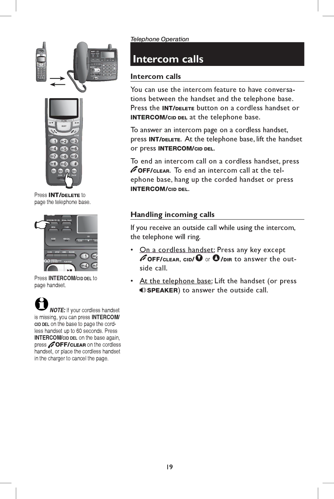 AT&T E5908 user manual Intercom calls, Handling incoming calls 