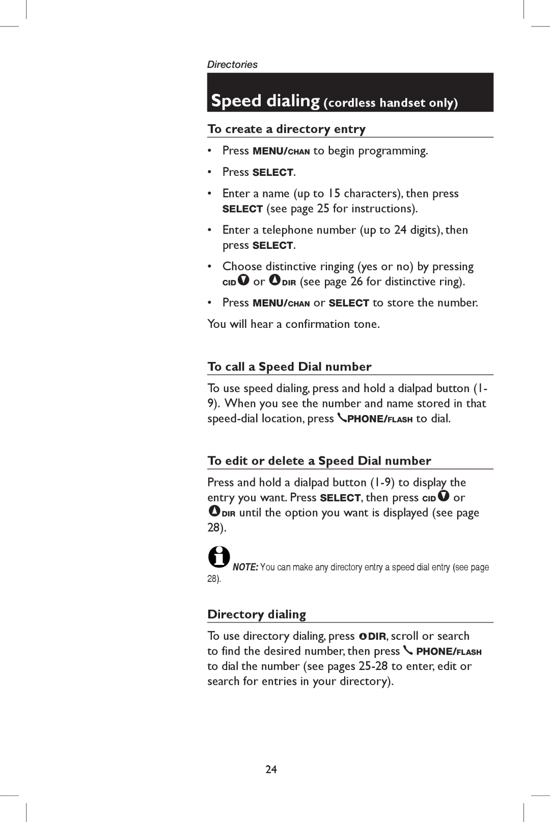 AT&T E5908 user manual To create a directory entry, To call a Speed Dial number, To edit or delete a Speed Dial number 