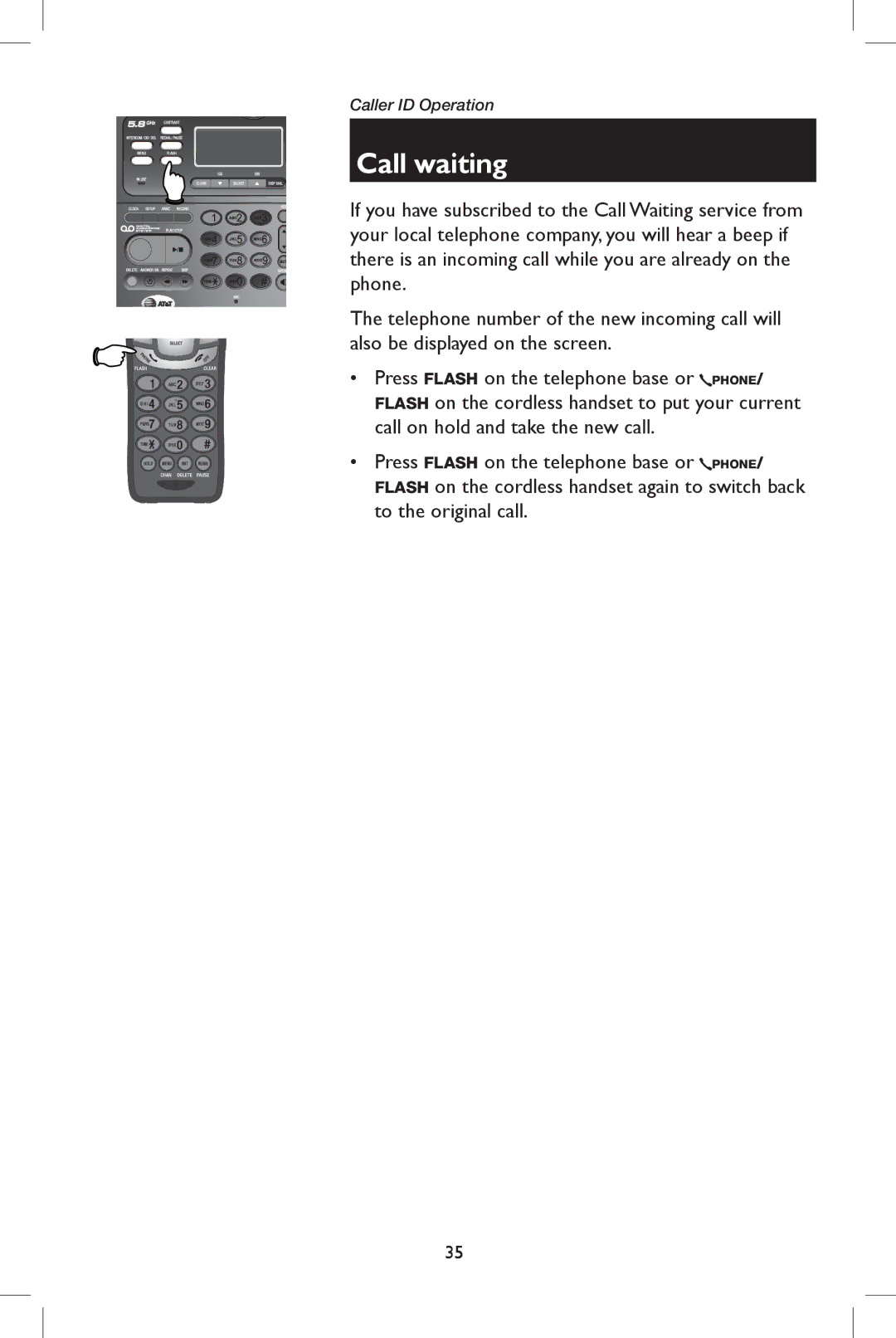 AT&T E5908 user manual Call waiting 