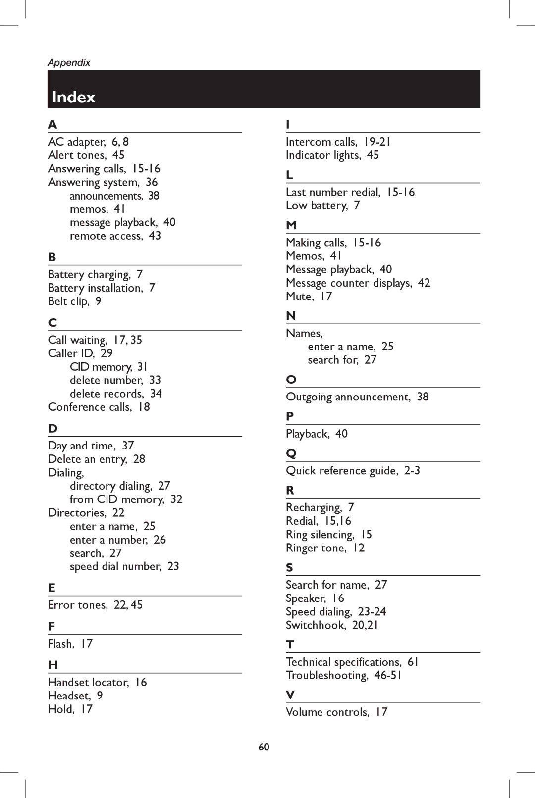 AT&T E5908 user manual Index 