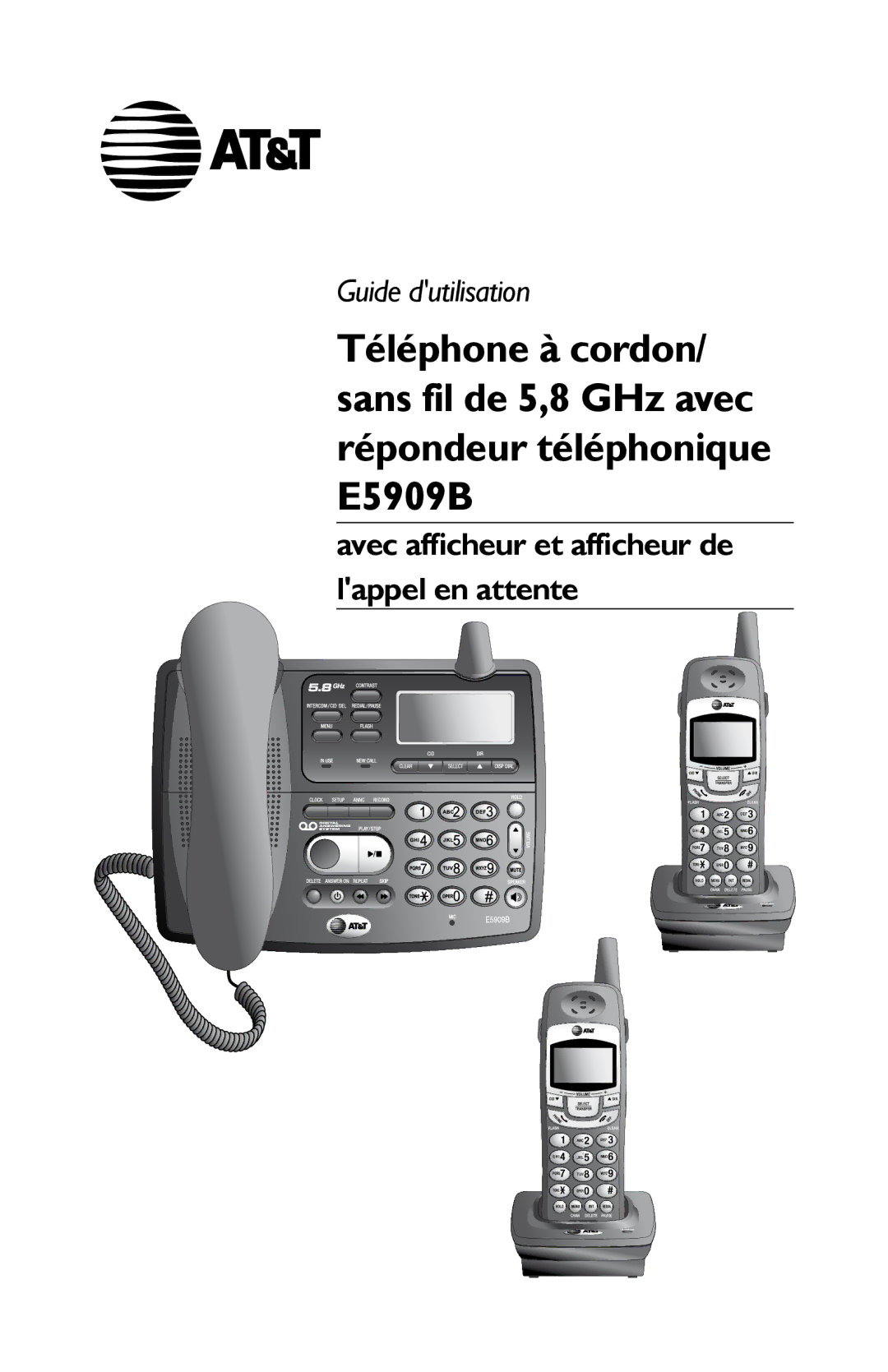 AT&T E5909 manual Avec afficheur et afficheur de lappel en attente 