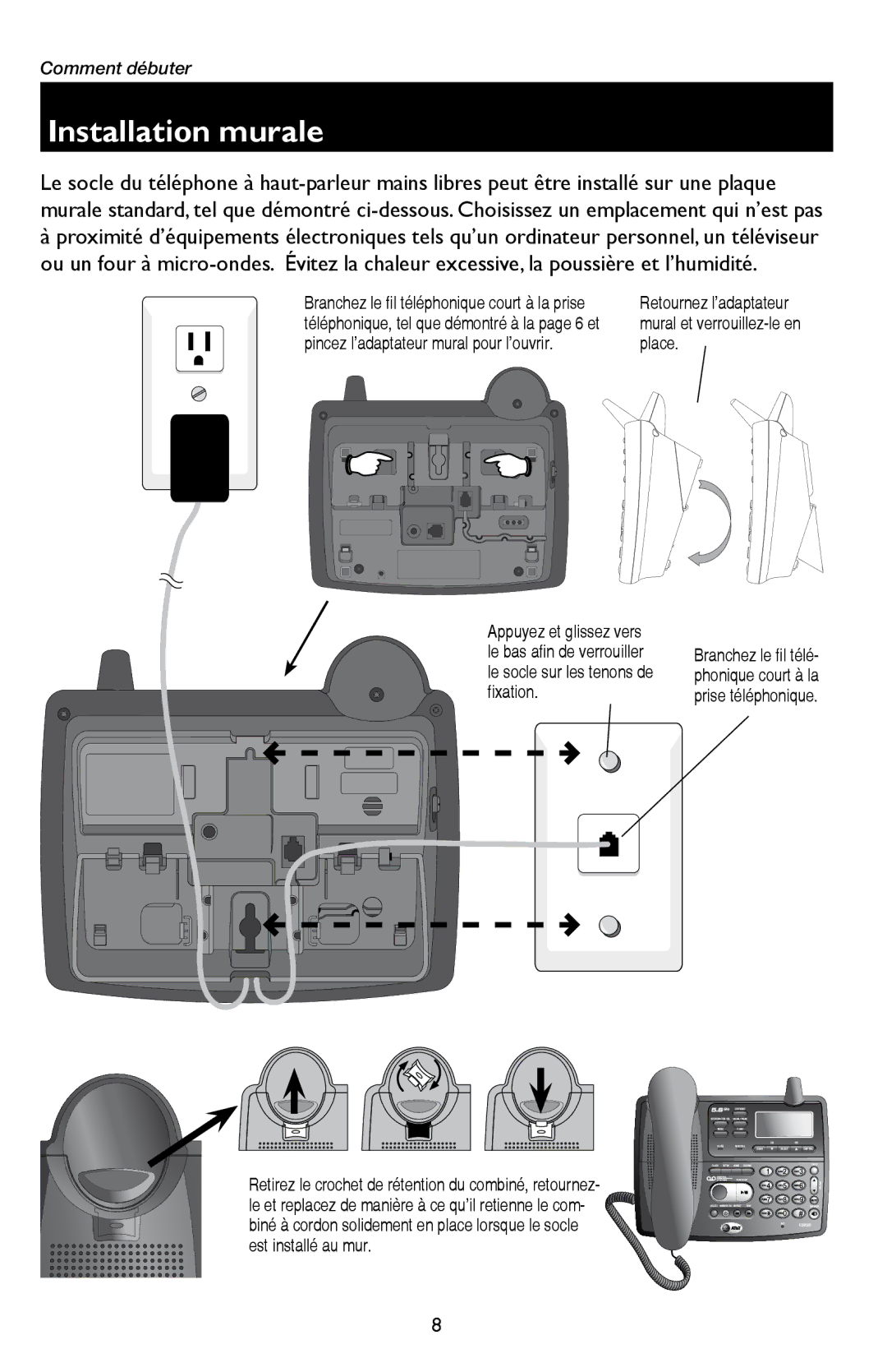 AT&T E5909 manual Installation murale 