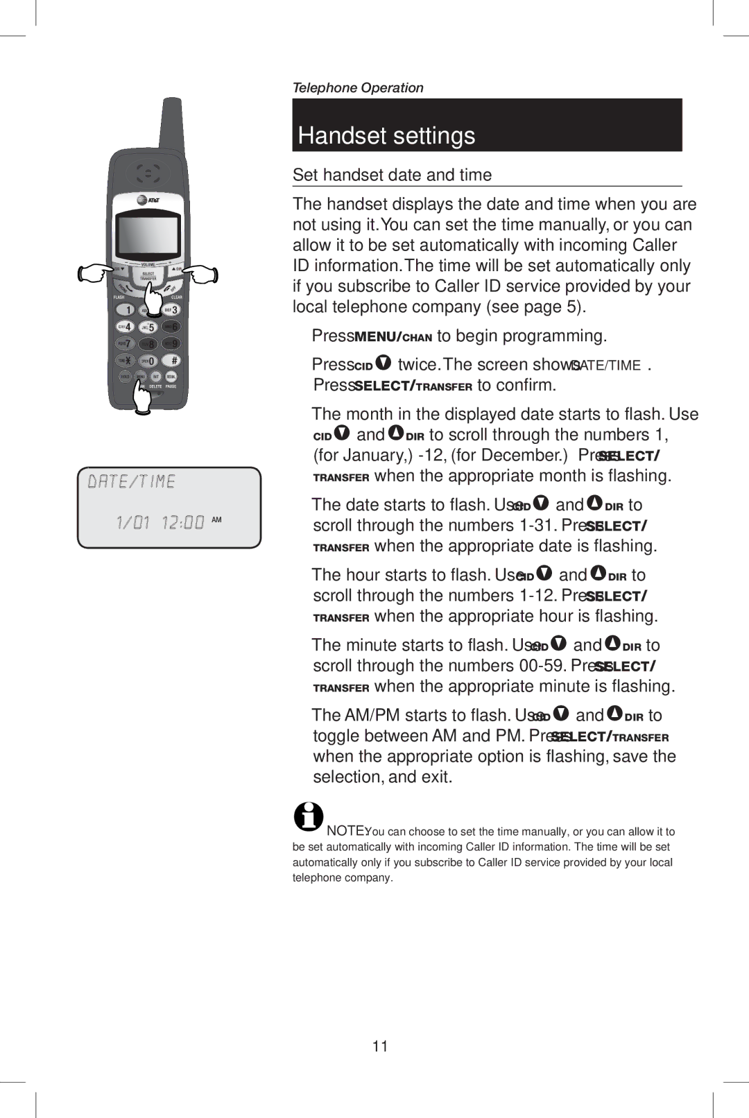 AT&T E5909B user manual Set handset date and time 