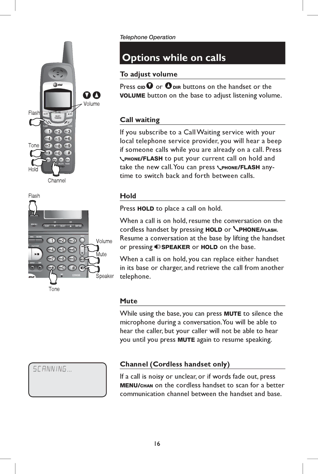 AT&T E5909B user manual Options while on calls 