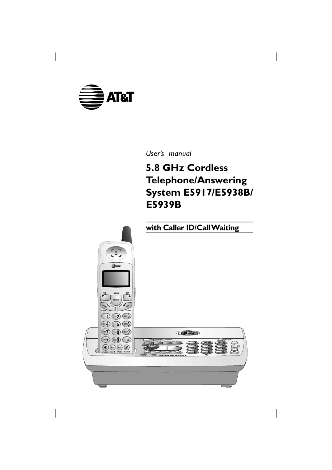 AT&T user manual GHz Cordless Telephone/Answering System E5917/E5938B/ E5939B 