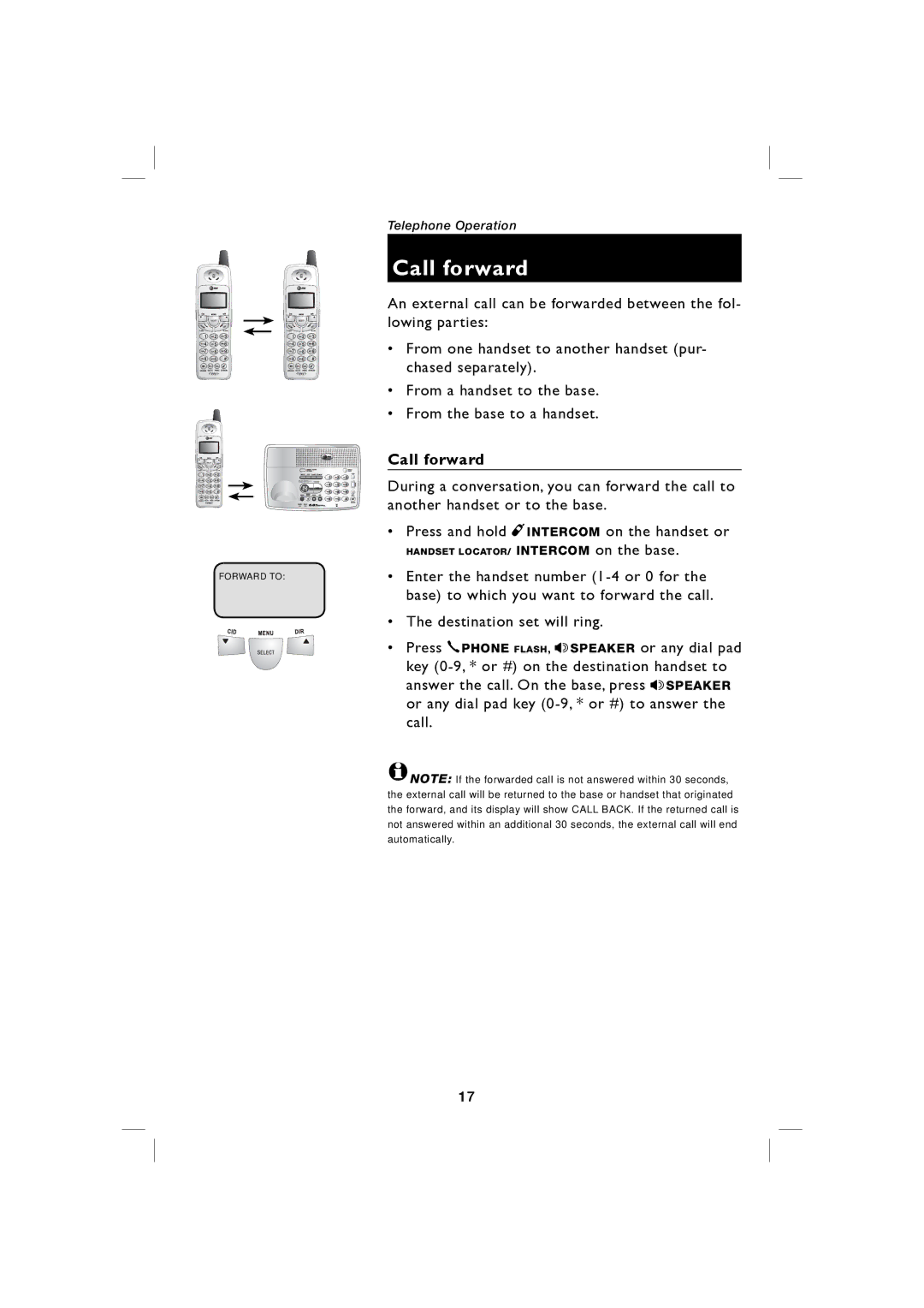 AT&T E5917 user manual Call forward 