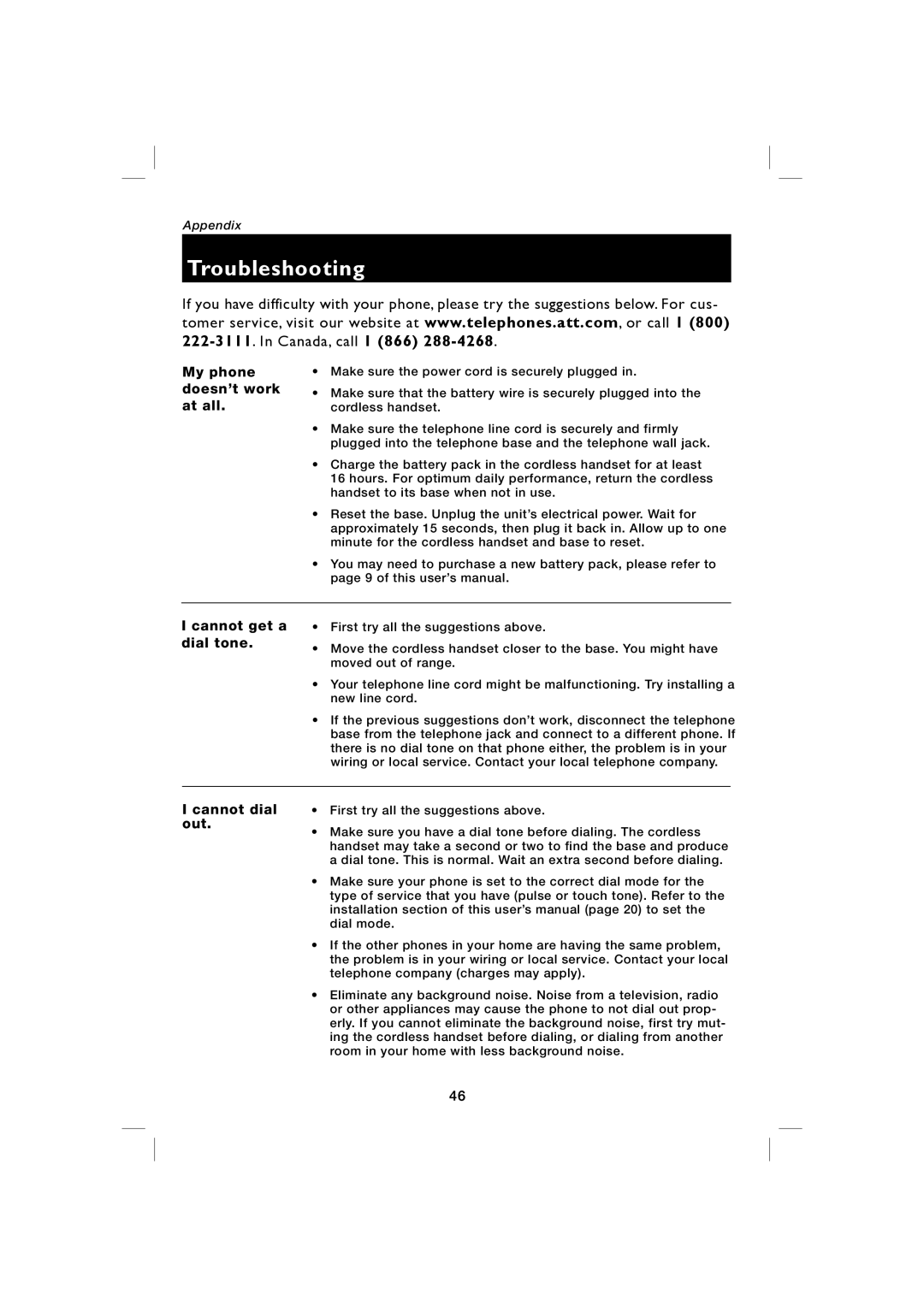 AT&T E5917 user manual Troubleshooting, At all 