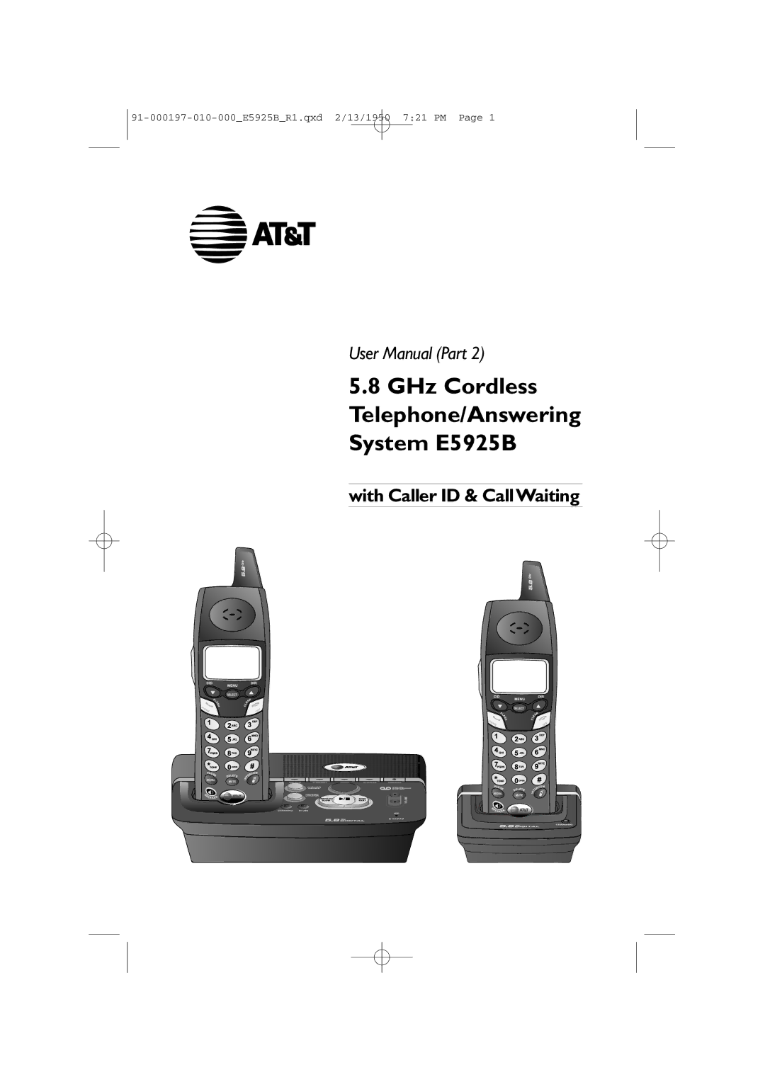 AT&T user manual GHz Cordless Telephone/Answering System E5925B 