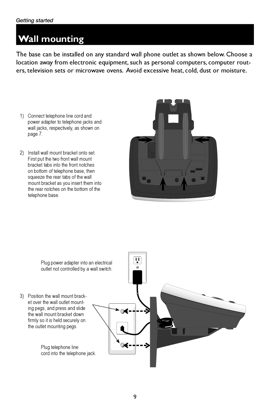 AT&T E5934B, E5933B user manual Wall mounting 