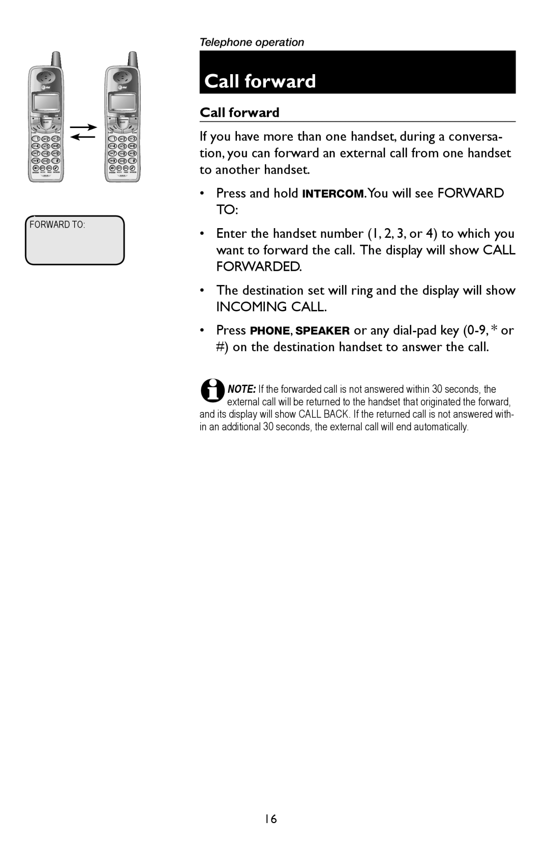 AT&T E5933B, E5934B user manual Call forward 