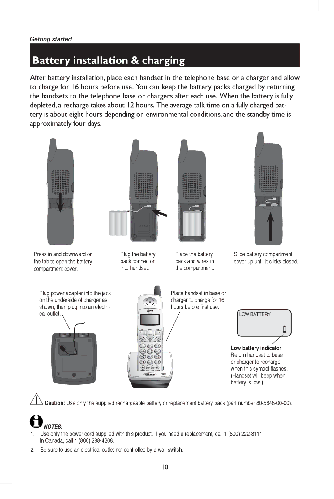 AT&T E5937 user manual Battery installation & charging, LOW Battery 