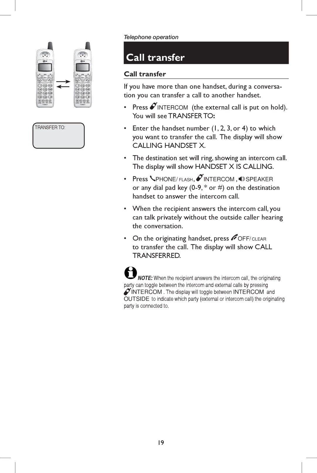 AT&T E5937 user manual Call transfer 