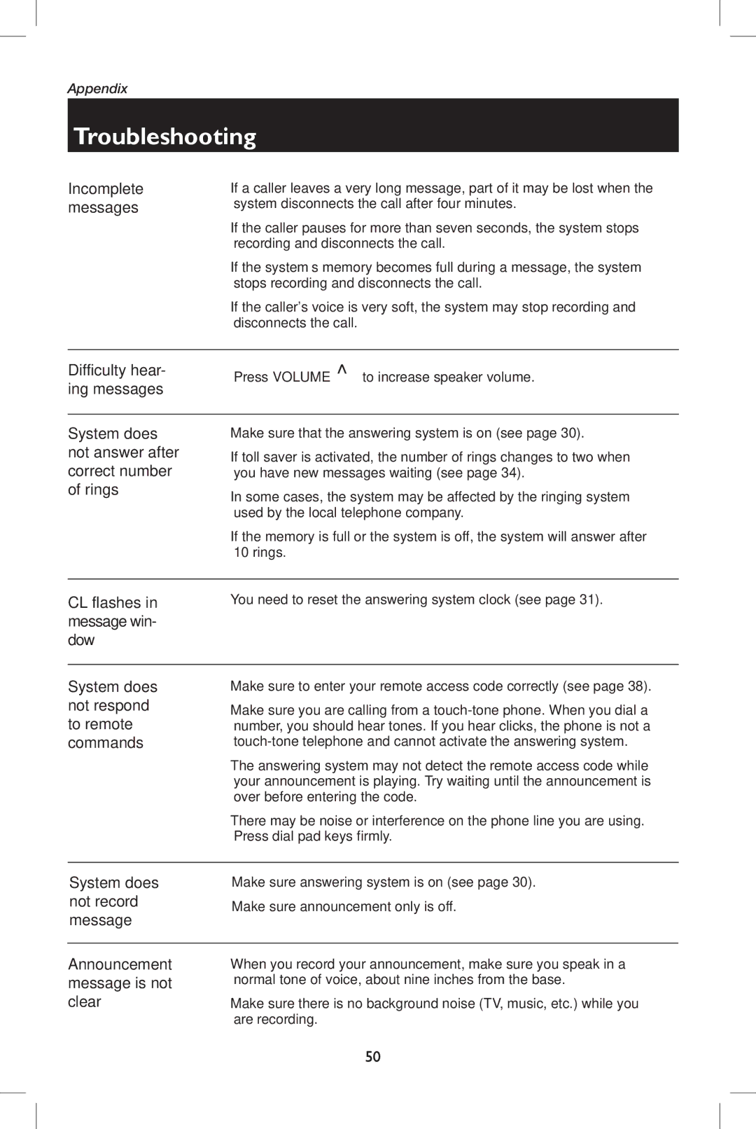 AT&T E5937 user manual Difficulty hear 