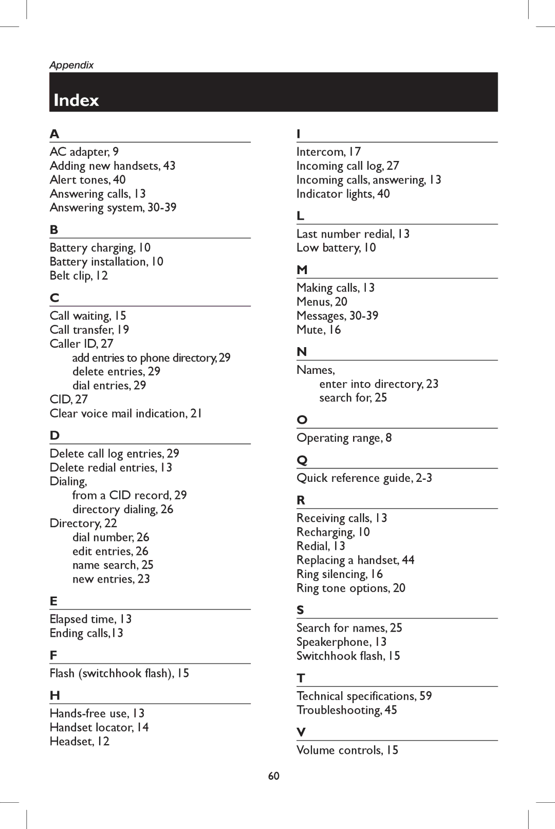 AT&T E5937 user manual Index 