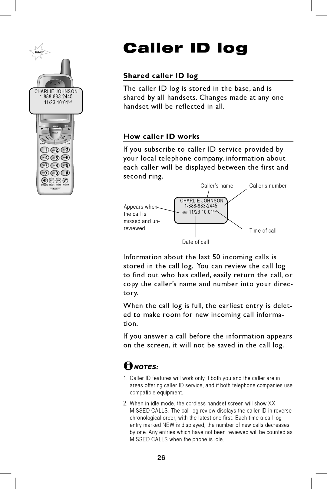 AT&T E5943B, E5944B user manual Shared caller ID log, How caller ID works 