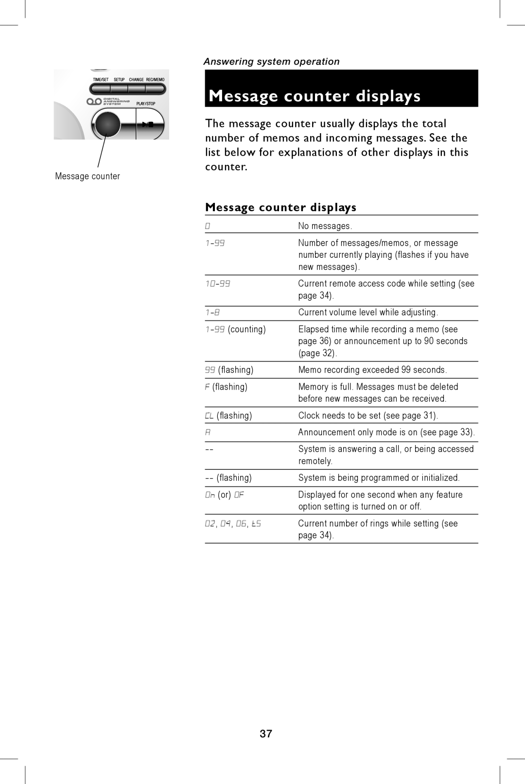 AT&T E5944B, E5943B user manual Message counter displays 