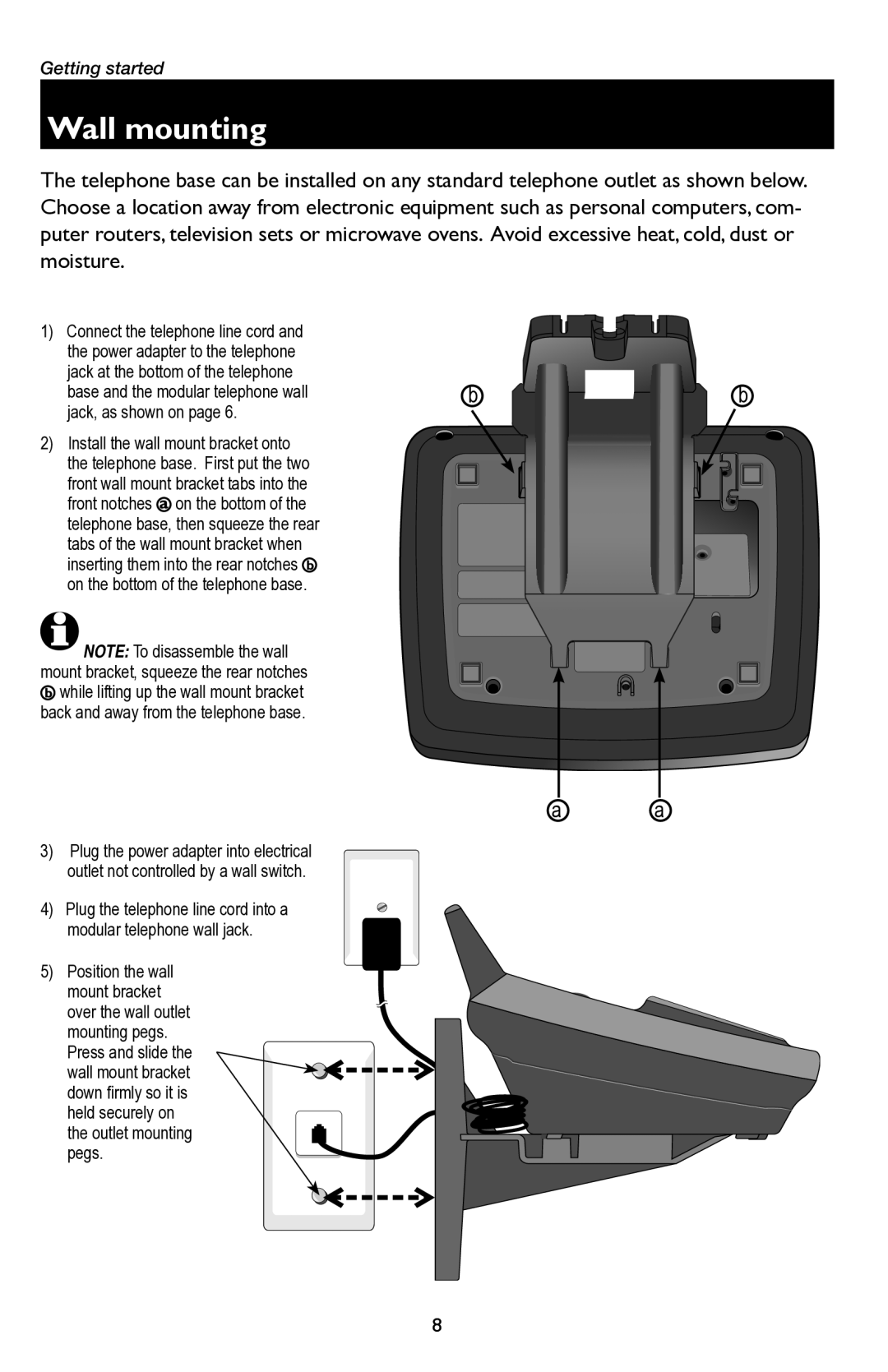 AT&T E5945B user manual Wall mounting 