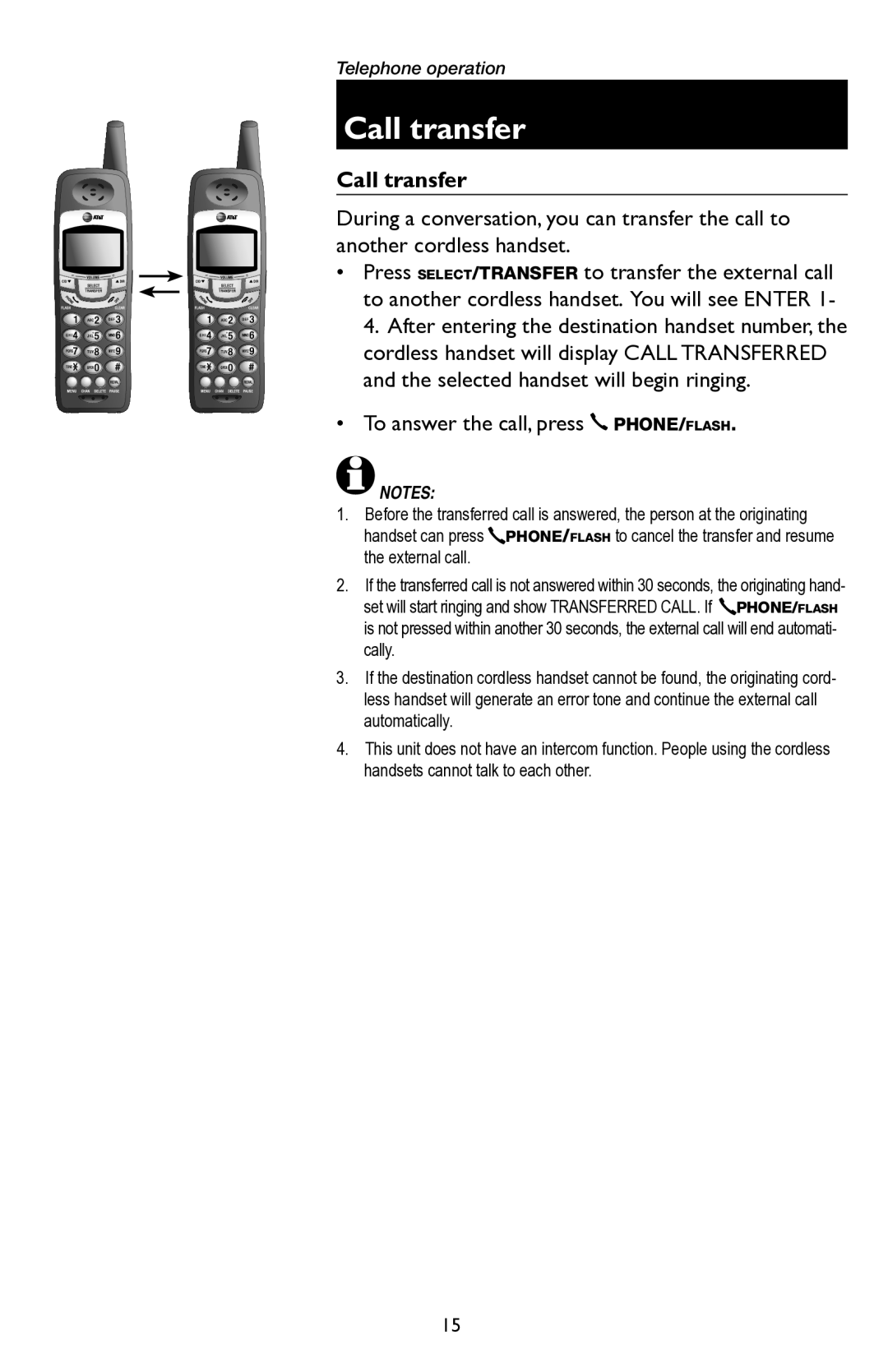 AT&T E5945B user manual Call transfer 