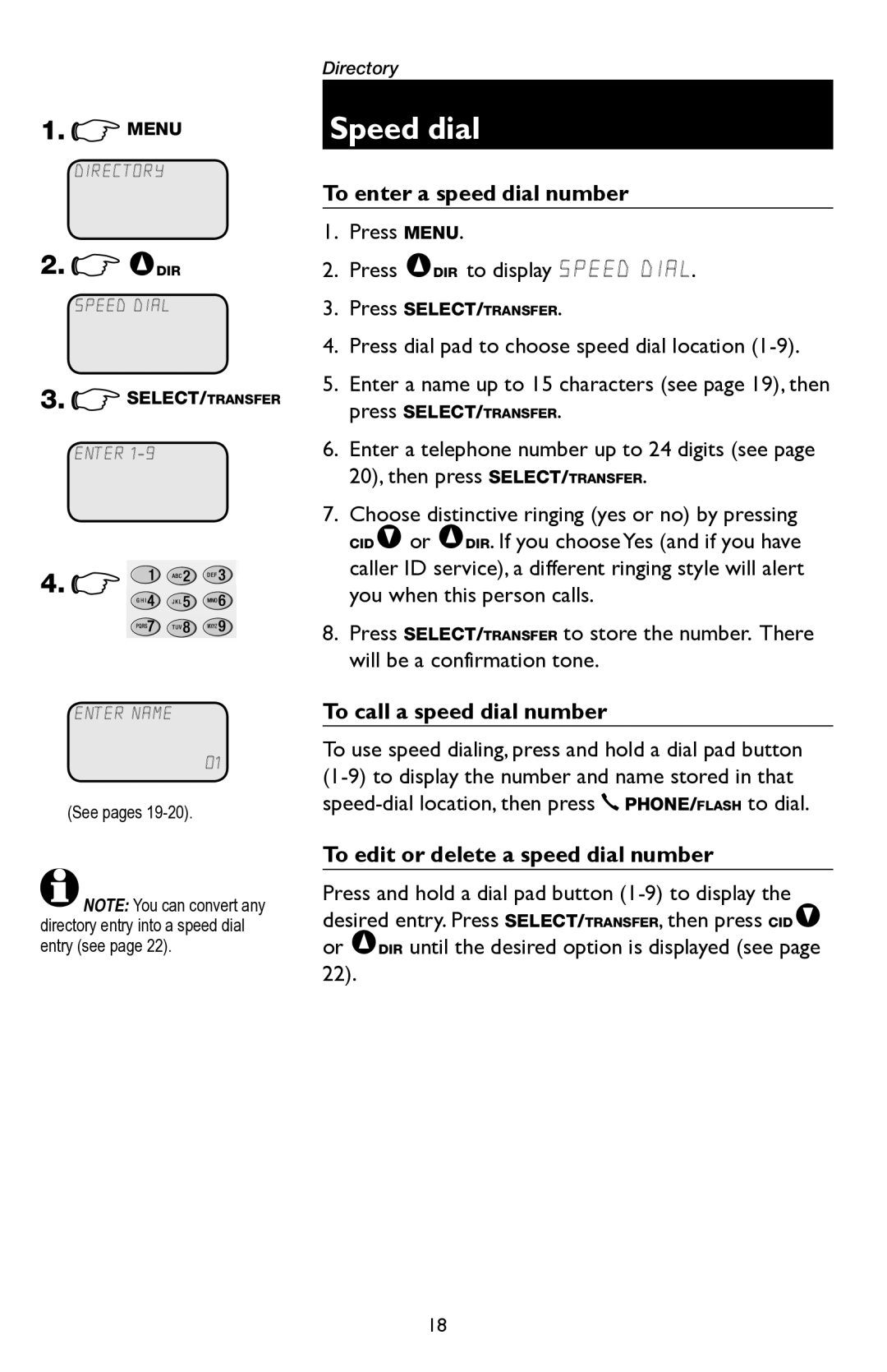 AT&T E5945B user manual To enter a speed dial number, To call a speed dial number, To edit or delete a speed dial number 