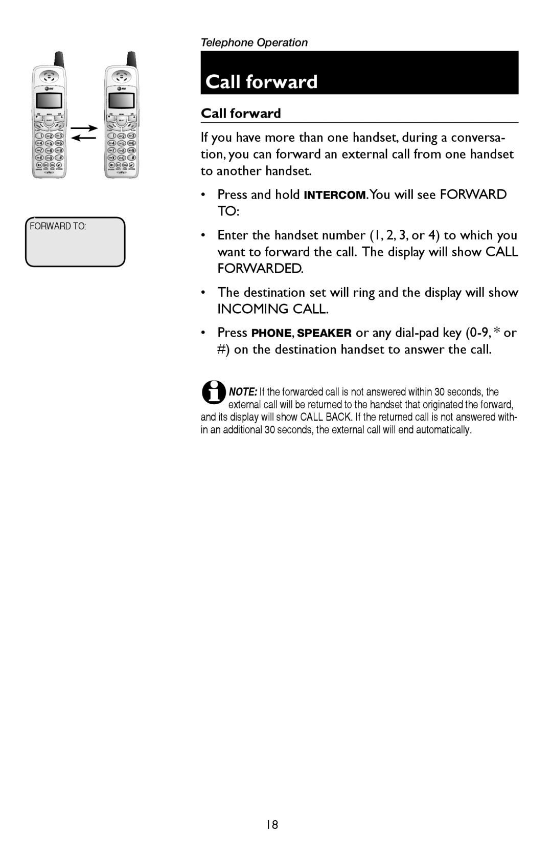 AT&T E5927B, E5947B, E5937B, E5926, E1937B user manual Call forward 