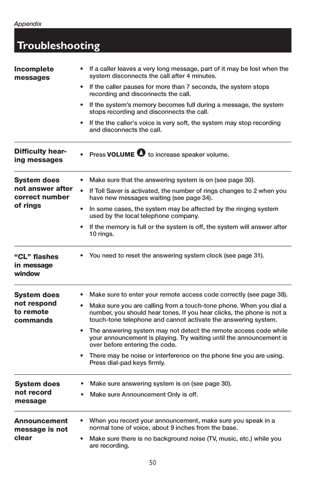 AT&T E1937B, E5947B, E5937B, E5927B, E5926 user manual Difficulty hear 