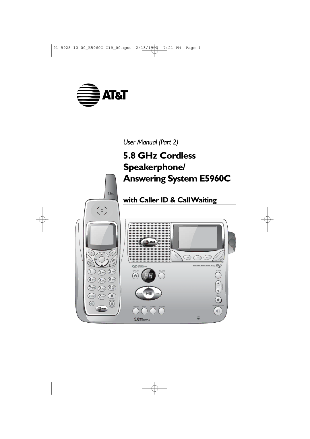 AT&T user manual GHz Cordless Speakerphone/ Answering System E5960C 