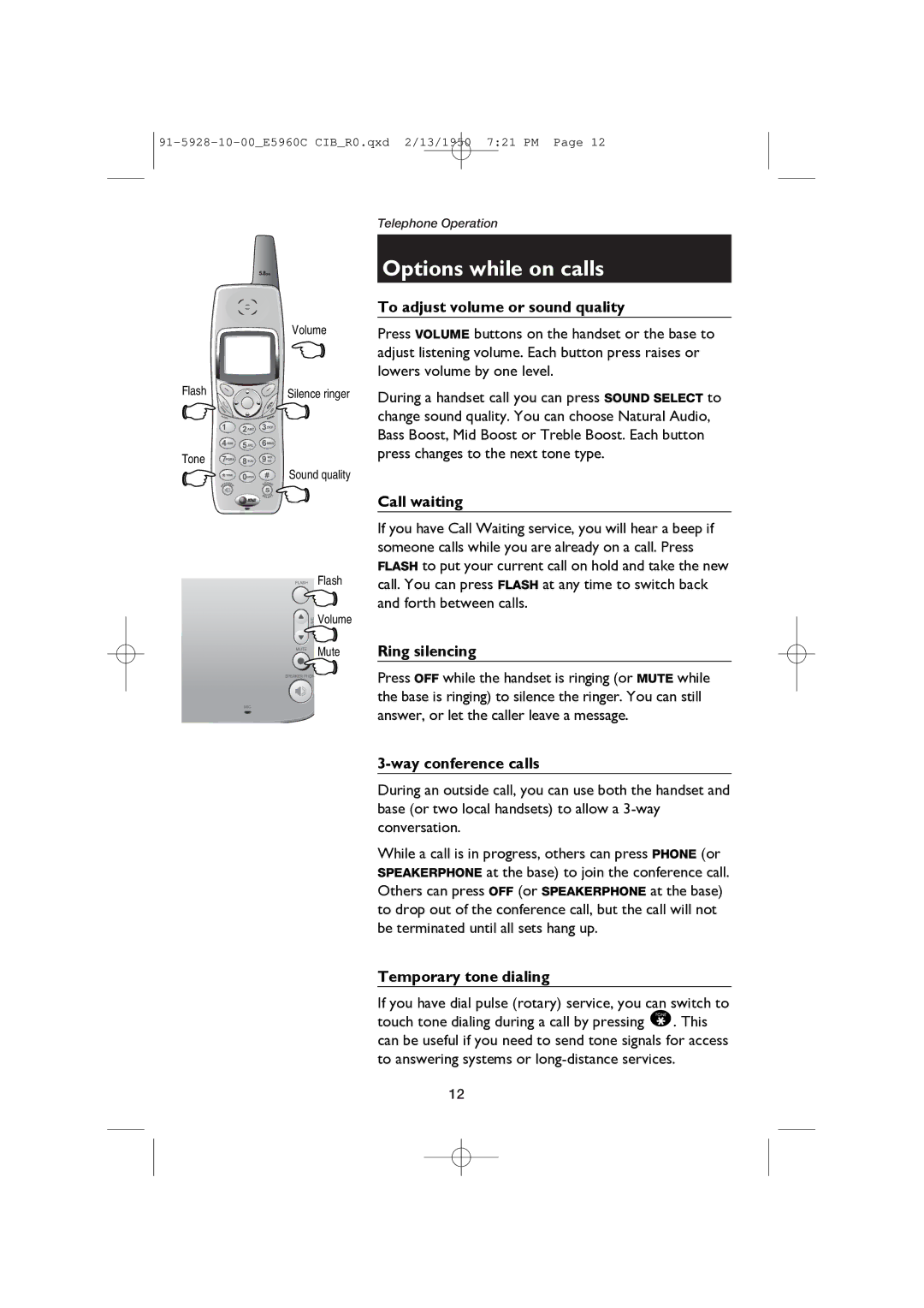 AT&T E5960C user manual Options while on calls 