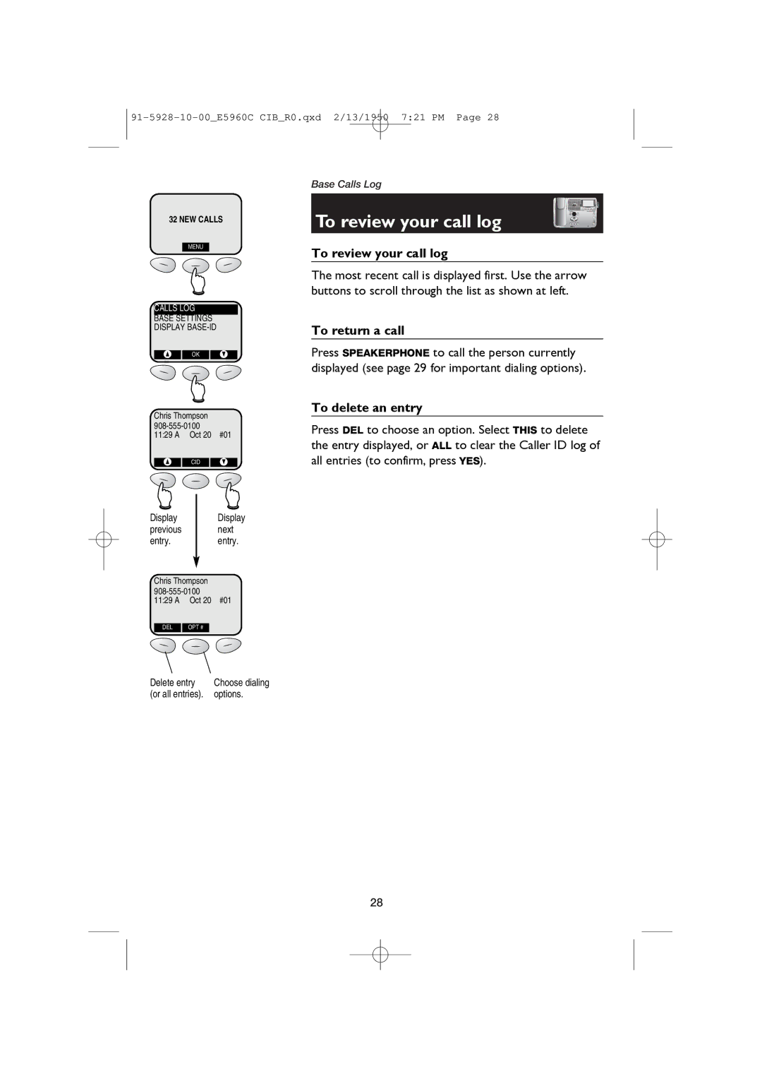 AT&T E5960C user manual To review your call log 