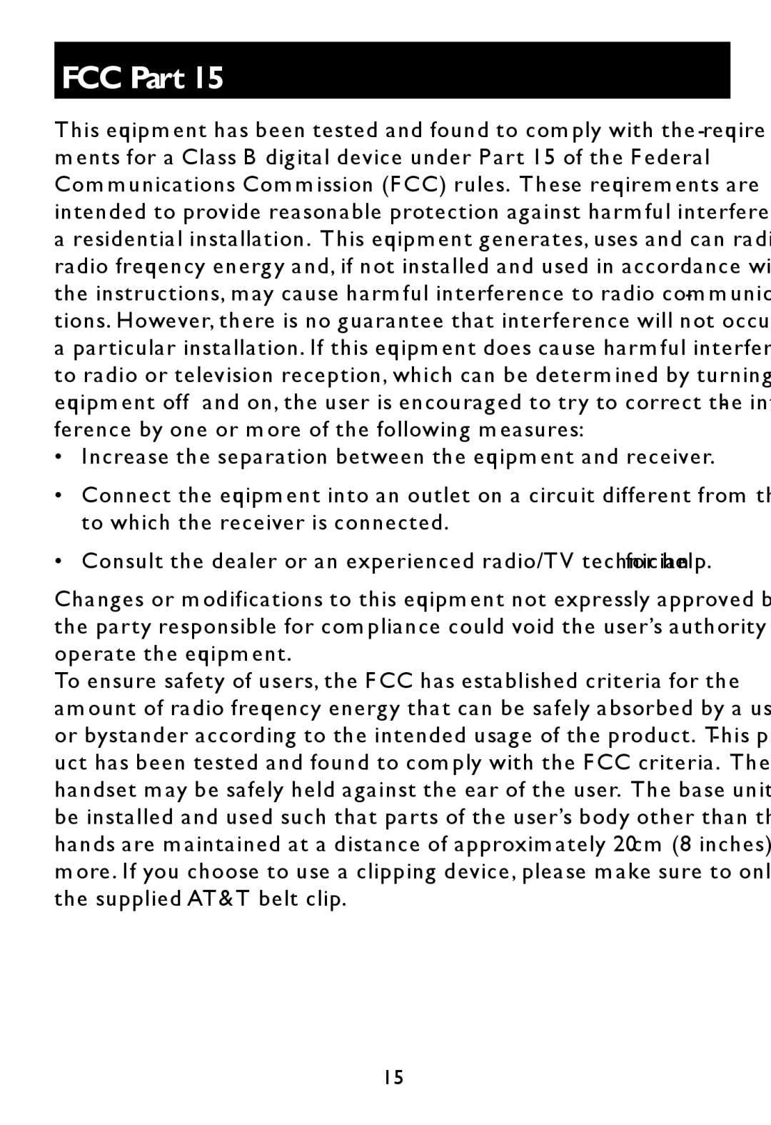 AT&T E597-1 user manual FCC Part 