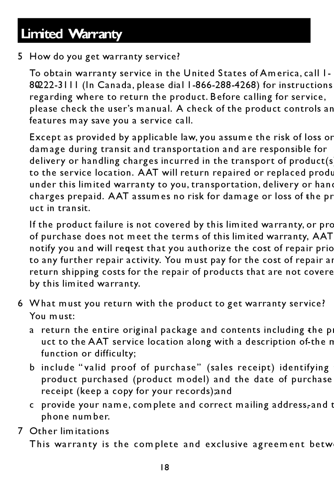 AT&T E597-1 user manual Limited Warranty 