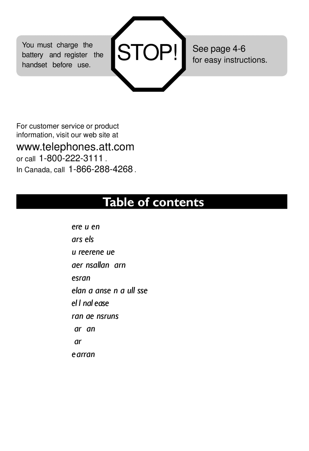 AT&T E597-1 user manual Table of contents 