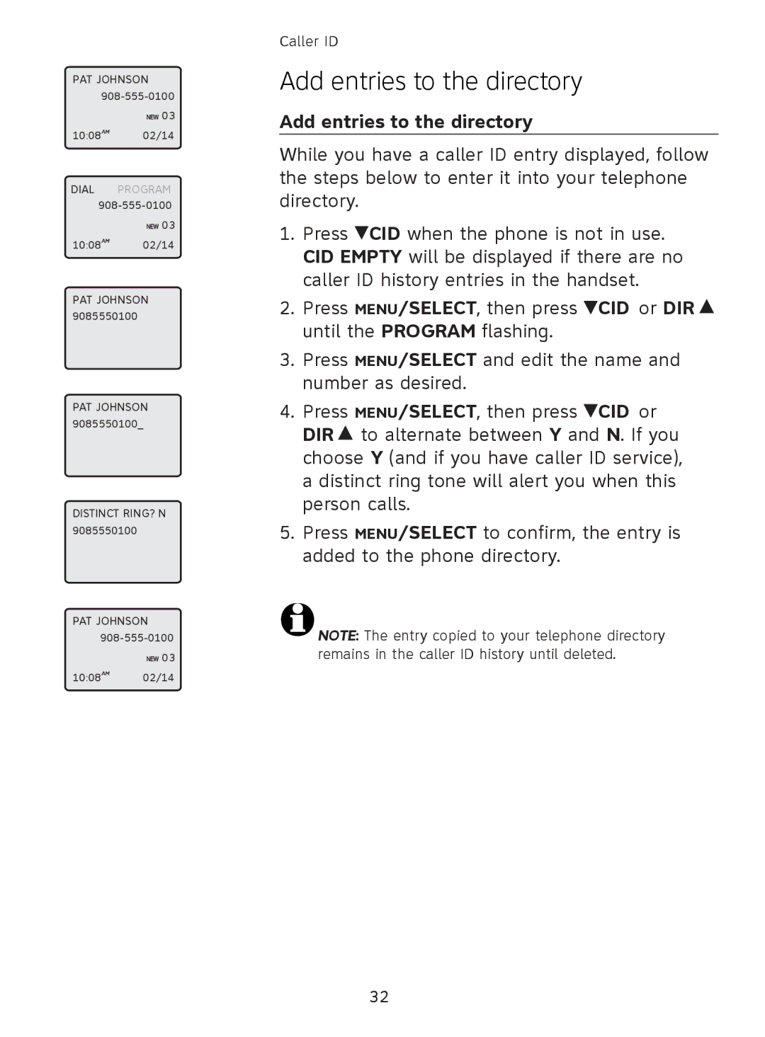 AT&T EL41108 user manual Add entries to the directory 