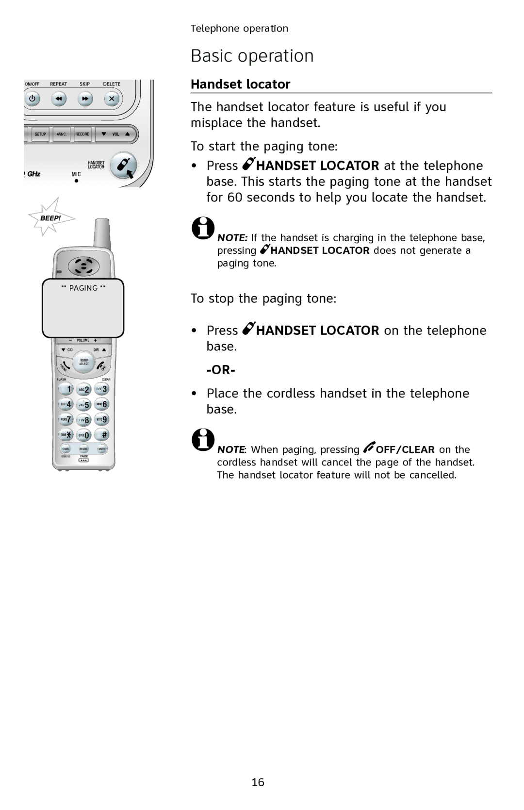 AT&T EL42108 user manual Handset locator 