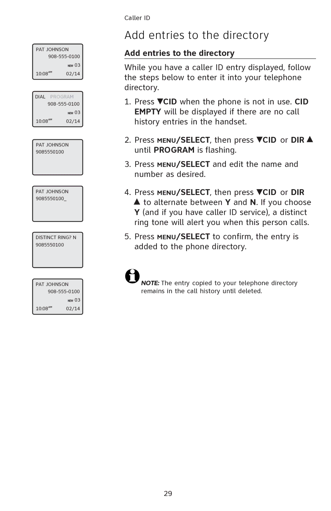 AT&T EL42108 user manual Add entries to the directory 