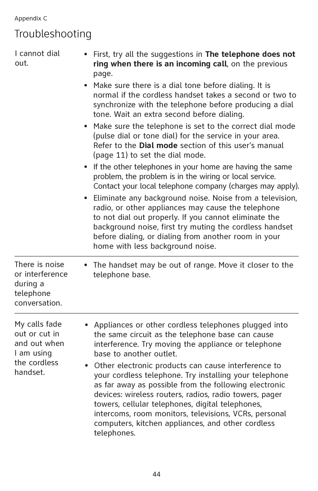 AT&T EL42108 user manual Ring when there is an incoming call, on the previous 