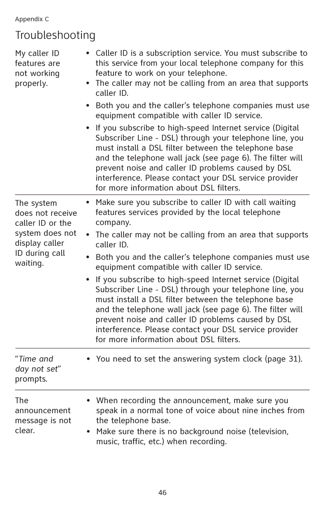 AT&T EL42108 user manual Time 