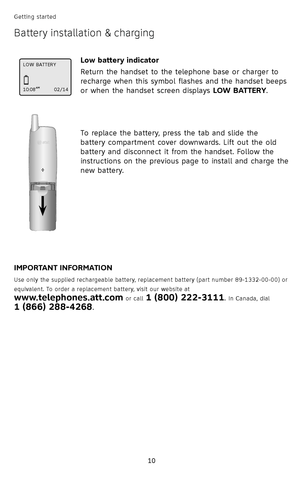 AT&T EL42258, EL42208, EL42308 user manual Low battery indicator, Important Information 