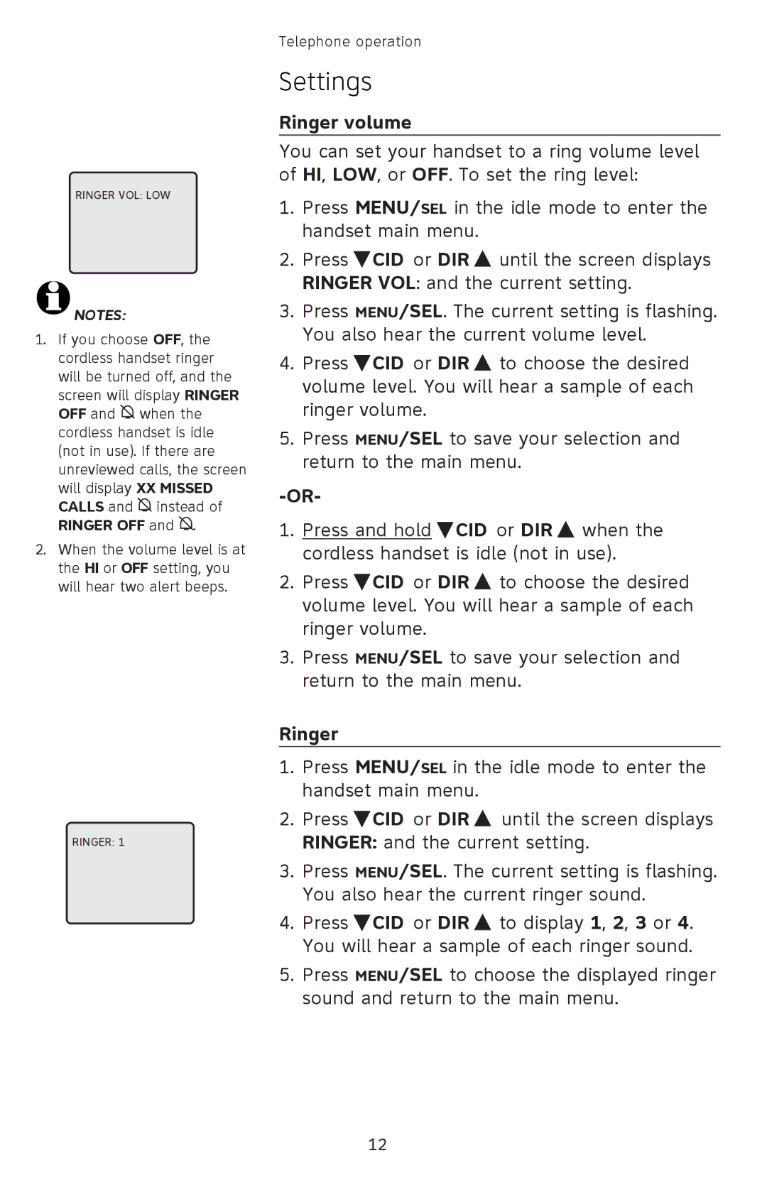 AT&T EL42308, EL42208, EL42258 user manual Ringer volume 